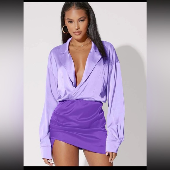 SHEIN Dresses & Skirts - Shein x Bae-Purple Colorblock satin mini dress